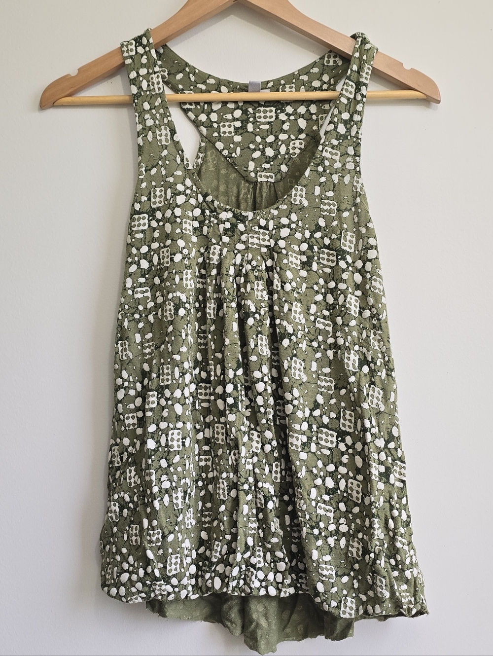 Ecote Olive Green Printed Tank Top Size S
